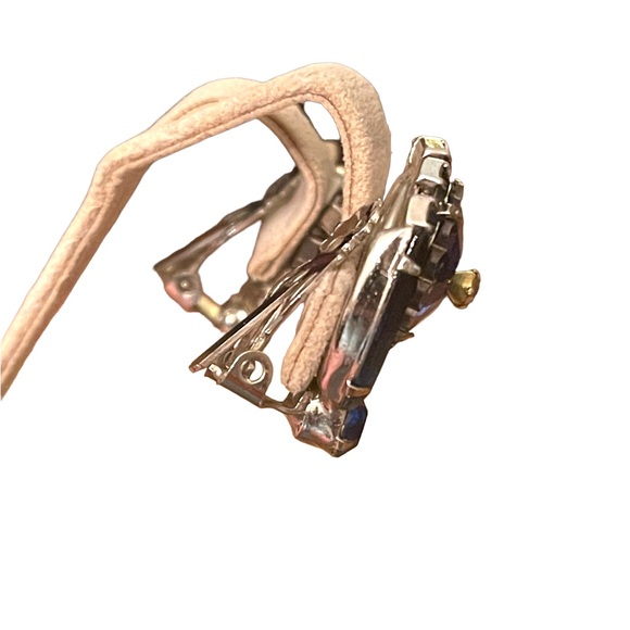 Vintage Capri Blue Rivoli Glass Juliana fancy D&E clip on esrrings - Picture 5 of 7